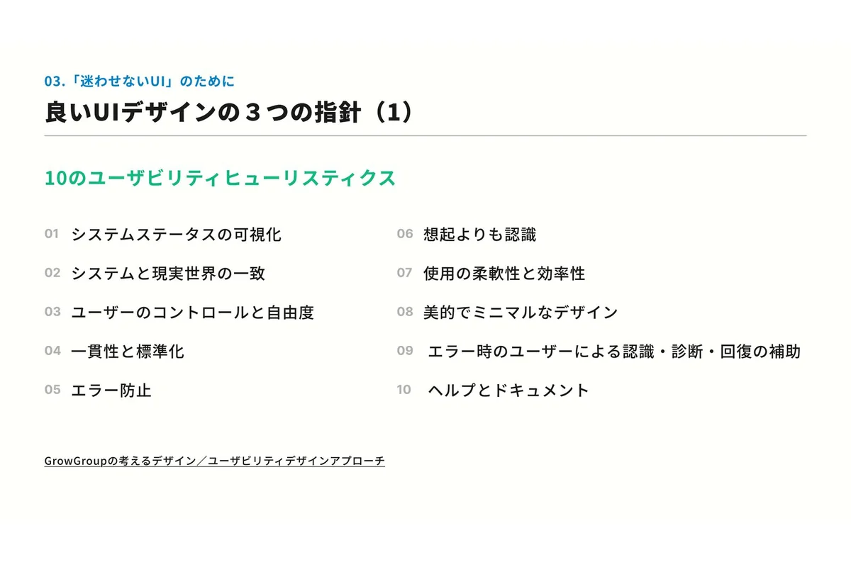 10のユーザビリティヒューリスティクス一覧